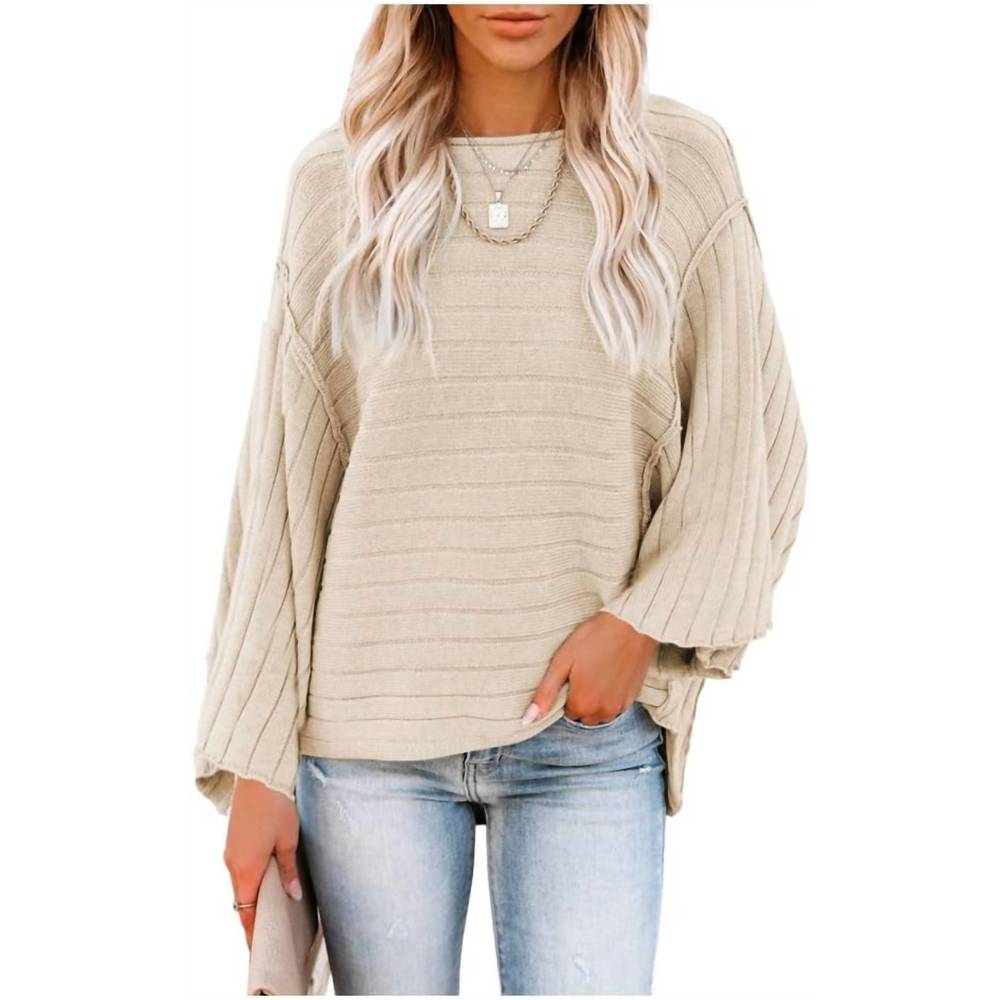NEW SHEWIN 3/4 sleeve ribbed sweater in apricot